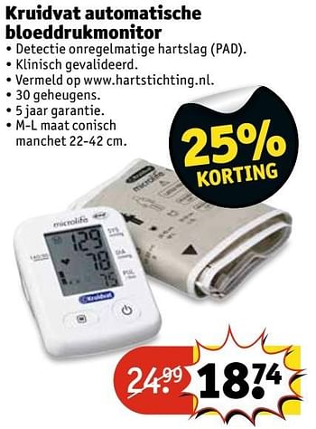 Aanbiedingen Kruidvat automatische bloeddrukmonitor - Huismerk - Kruidvat - Geldig van 25/04/2017 tot 07/05/2017 bij Kruidvat