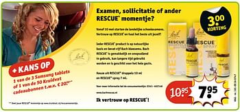 Aanbiedingen Keuze uit rescue druppels en rescue spray - Bach - Geldig van 25/04/2017 tot 07/05/2017 bij Kruidvat
