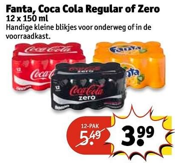 Aanbiedingen Fanta, coca cola regular of zero - Coca Cola - Geldig van 25/04/2017 tot 07/05/2017 bij Kruidvat