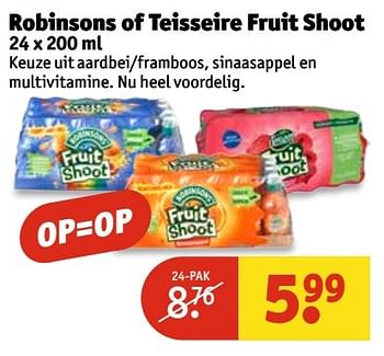 Aanbiedingen Robinsons of teisseire fruit shoot - Fruit Shoot - Geldig van 25/04/2017 tot 07/05/2017 bij Kruidvat