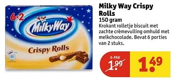 Aanbiedingen Milky way crispy rolls - Milky Way - Geldig van 25/04/2017 tot 07/05/2017 bij Kruidvat