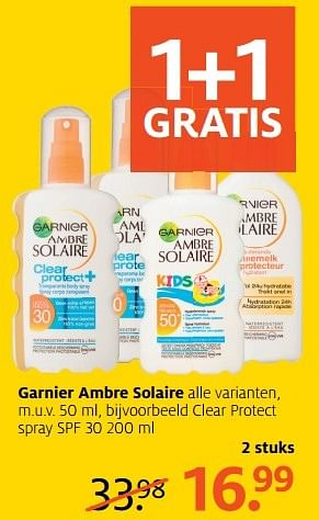 Aanbiedingen Clear protect spray spf 30 - Garnier - Geldig van 01/05/2017 tot 07/05/2017 bij Etos