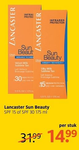 Aanbiedingen Lancaster sun beauty spf 15 of spf 30 - Lancaster - Geldig van 01/05/2017 tot 07/05/2017 bij Etos