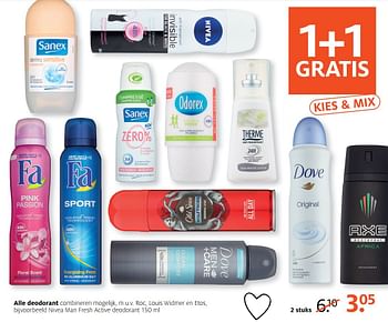 Aanbiedingen Nivea man fresh active deodorant - Fa - Geldig van 01/05/2017 tot 07/05/2017 bij Etos