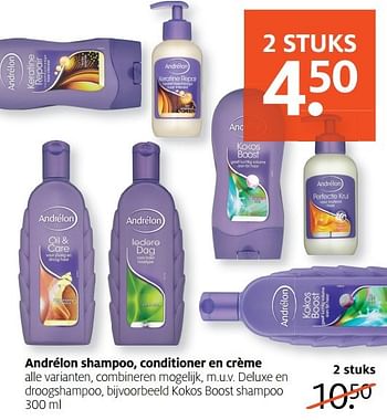 Aanbiedingen Kokos boost shampoo - Andrelon - Geldig van 01/05/2017 tot 07/05/2017 bij Etos