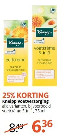Aanbiedingen Voetcrème 5-in-1 - Kneipp - Geldig van 01/05/2017 tot 07/05/2017 bij Etos
