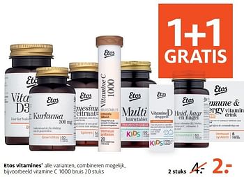 Aanbiedingen Vitamine c 1000 bruis - Huismerk - Etos - Geldig van 01/05/2017 tot 07/05/2017 bij Etos
