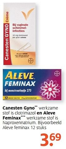 Aanbiedingen Aleve feminax - Canesten - Geldig van 01/05/2017 tot 07/05/2017 bij Etos