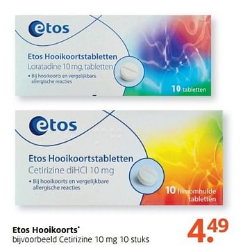 Aanbiedingen Etos hooikoorts cetirizine 10 mg - Huismerk - Etos - Geldig van 01/05/2017 tot 07/05/2017 bij Etos