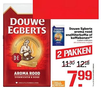 Aanbiedingen Douwe egberts aroma rood snelfilterkoffie of koffiebonen - Douwe Egberts - Geldig van 01/05/2017 tot 07/05/2017 bij Coop