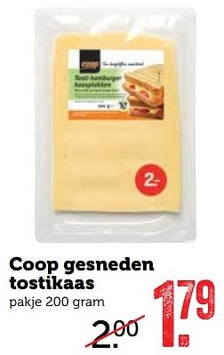 Aanbiedingen Coop gesneden tostikaas - Huismerk - Coop - Geldig van 01/05/2017 tot 07/05/2017 bij Coop