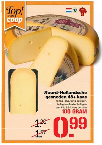 Aanbiedingen Noord-hollandsche gesneden 48+ kaas - Huismerk - Coop - Geldig van 01/05/2017 tot 07/05/2017 bij Coop