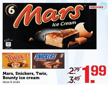 Aanbiedingen Mars, snickers, twix, bounty ice cream - Mars Snacks - Geldig van 01/05/2017 tot 07/05/2017 bij Coop