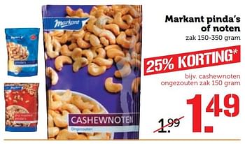 Aanbiedingen Markant pinda`s of noten - Markant - Geldig van 01/05/2017 tot 07/05/2017 bij Coop