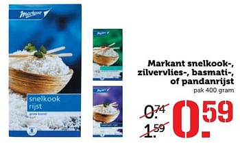 Aanbiedingen Markant snelkook-, zilvervlies-, basmati-, of pandanrijst - Markant - Geldig van 01/05/2017 tot 07/05/2017 bij Coop