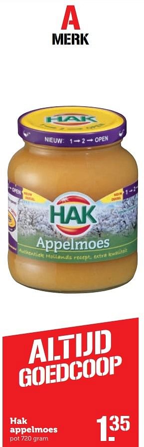 Aanbiedingen Hak appelmoes - Hak - Geldig van 01/05/2017 tot 07/05/2017 bij Coop