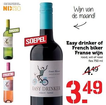 Aanbiedingen Easy drinker of french biker franse wijn - Rode wijnen - Geldig van 01/05/2017 tot 07/05/2017 bij Coop