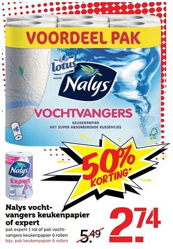 Aanbiedingen Nalys vochtvangers keukenpapier of expert - Lotus Nalys - Geldig van 01/05/2017 tot 07/05/2017 bij Coop