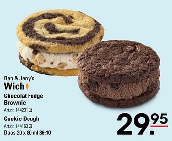 Aanbiedingen Wich chocolat fudge brownie - Ben&amp;Jerry's - Geldig van 20/04/2017 tot 08/05/2017 bij Sligro