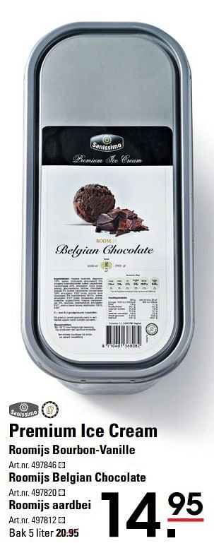 Aanbiedingen Premium ice cream roomijs bourbon-vanille - sanissimo - Geldig van 20/04/2017 tot 08/05/2017 bij Sligro