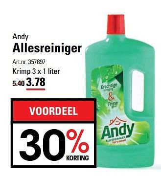 Aanbiedingen Allesreiniger - Andy - Geldig van 20/04/2017 tot 08/05/2017 bij Sligro