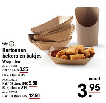 Aanbiedingen Kartonnen bekers en bakjes wrap beker - Takedis - Geldig van 20/04/2017 tot 08/05/2017 bij Sligro