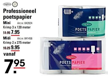 Aanbiedingen Professioneel poetspapier mini - Propia - Geldig van 20/04/2017 tot 08/05/2017 bij Sligro