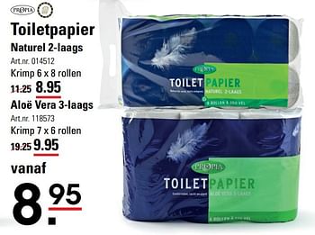 Aanbiedingen Toiletpapier naturel 2-laags - Propia - Geldig van 20/04/2017 tot 08/05/2017 bij Sligro