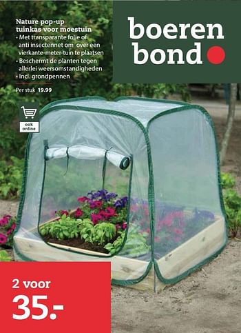 Aanbiedingen Nature pop-up tuinkas voor moestuin - Huismerk- Boerenbond - Geldig van 01/05/2017 tot 14/05/2017 bij Boerenbond