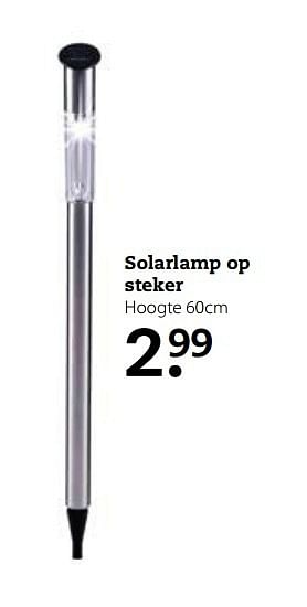 Aanbiedingen Solarlamp op steker hoogte 60cm - Huismerk- Boerenbond - Geldig van 01/05/2017 tot 14/05/2017 bij Boerenbond