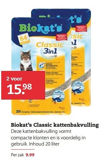 Aanbiedingen Biokat`s classic kattenbakvulling - Bio kat`s - Geldig van 01/05/2017 tot 14/05/2017 bij Boerenbond