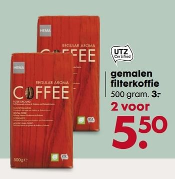 Aanbiedingen Gemalen filterkoffie - Huismerk - Hema - Geldig van 01/05/2017 tot 21/05/2017 bij Hema