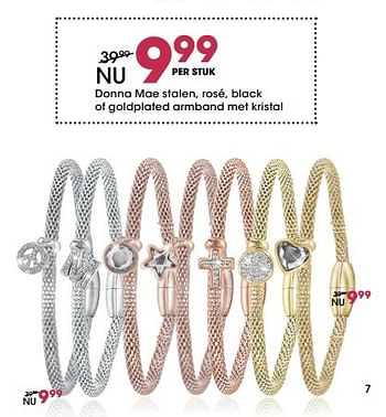 Aanbiedingen Donna mae stalen, rosé, black of goldplated armband met kristal - Donna Mae  - Geldig van 01/05/2017 tot 14/05/2017 bij Lucardi