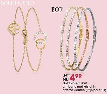 Aanbiedingen Goldplated 1920 armband met kristal in diverse kleuren - Huismerk - Lucardi - Geldig van 01/05/2017 tot 14/05/2017 bij Lucardi