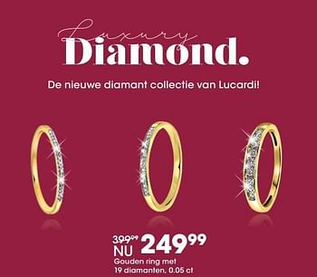 Aanbiedingen Gouden ring met 19 diamanten, 0.05 ct - Huismerk - Lucardi - Geldig van 01/05/2017 tot 14/05/2017 bij Lucardi