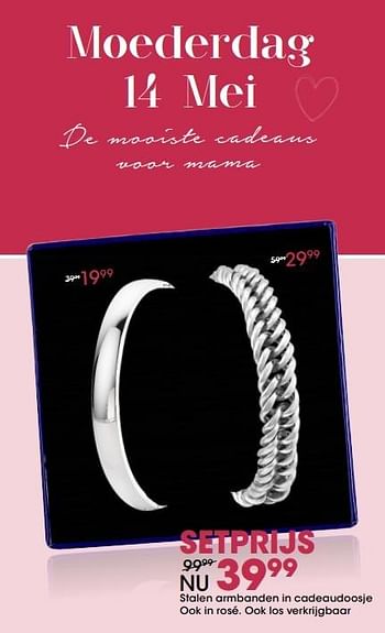 Aanbiedingen Stalen armbanden in cadeaudoosje ook in rosé. ook los verkrijgbaar - Huismerk - Lucardi - Geldig van 01/05/2017 tot 14/05/2017 bij Lucardi