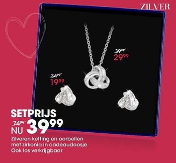 Aanbiedingen Zilveren ketting en oorbellen met zirkonia in cadeaudoosje ook los verkrijgbaar - Huismerk - Lucardi - Geldig van 01/05/2017 tot 14/05/2017 bij Lucardi