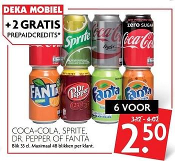 Aanbiedingen Coca-cola, sprite, dr. pepper of fanta - Coca Cola - Geldig van 30/04/2017 tot 06/05/2017 bij Deka Markt
