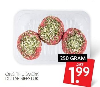 Aanbiedingen Ons thuismerk duitse biefstuk - Huismerk - Deka Markt - Geldig van 30/04/2017 tot 06/05/2017 bij Deka Markt