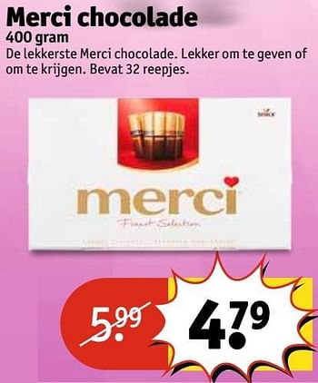 Aanbiedingen Merci chocolad - MERCI - Geldig van 02/05/2017 tot 07/05/2017 bij Kruidvat
