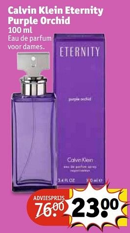 Aanbiedingen Calvin klein eternity purple orchid - Calvin Klein - Geldig van 02/05/2017 tot 07/05/2017 bij Kruidvat
