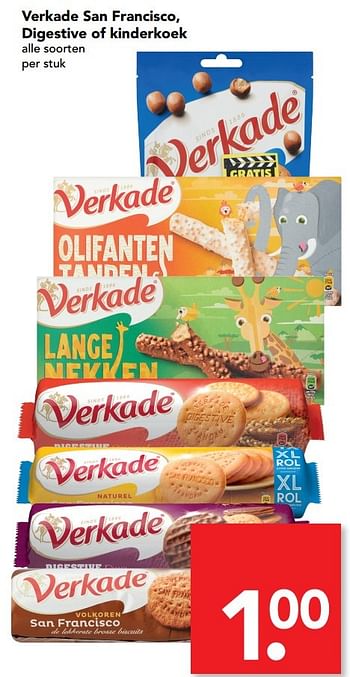 Aanbiedingen Verkade san francisco, digestive of kinderkoek - Verkade - Geldig van 01/05/2017 tot 07/05/2017 bij Deen Supermarkten