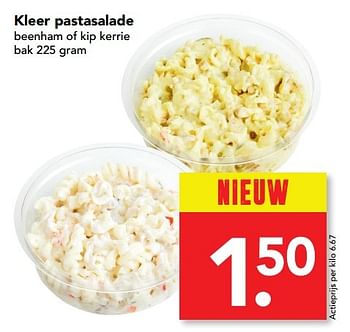 Aanbiedingen Kleer pastasalade - Kleer Delicatessen - Geldig van 01/05/2017 tot 07/05/2017 bij Deen Supermarkten
