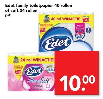 Aanbiedingen Edet family toiletpapier of soft - Edet - Geldig van 01/05/2017 tot 07/05/2017 bij Deen Supermarkten