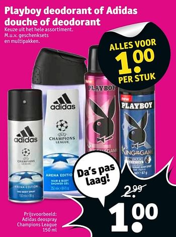 Aanbiedingen Adidas deospray champions league - Adidas - Geldig van 02/05/2017 tot 07/05/2017 bij Kruidvat