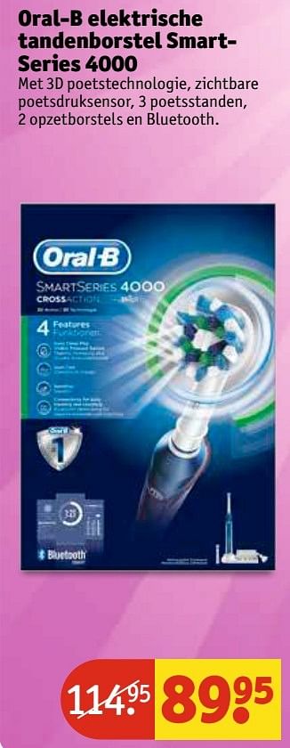 Aanbiedingen Oral-b elektrische tandenborstel smartseries 4000 - Oral-B - Geldig van 02/05/2017 tot 07/05/2017 bij Kruidvat