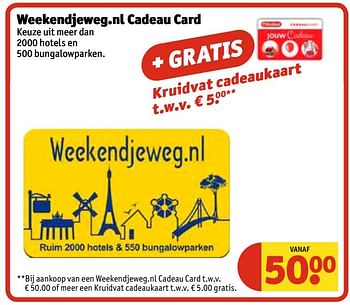 Aanbiedingen Weekendjeweg.nl cadeau card - Huismerk - Kruidvat - Geldig van 02/05/2017 tot 07/05/2017 bij Kruidvat