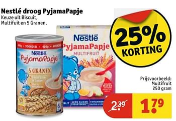 Aanbiedingen Nestlé droog pyjamapapje multifruit - Nestlé - Geldig van 02/05/2017 tot 07/05/2017 bij Kruidvat