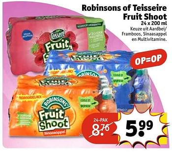 Aanbiedingen Robinsons of teisseire fruit shoot - Robinsons - Geldig van 02/05/2017 tot 07/05/2017 bij Kruidvat