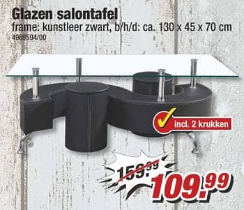 Aanbiedingen Glazen salontafel frame kunstleer zwart - Huismerk - Poco - Geldig van 01/05/2017 tot 07/05/2017 bij Poco